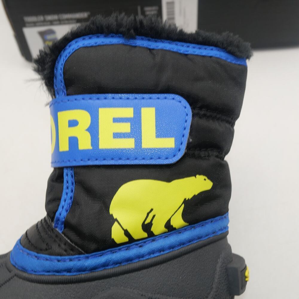 NEW Sorel Snow Commander Winter Boots Black Blue Toddler Baby Little Kids 4 - Picture 8 of 11